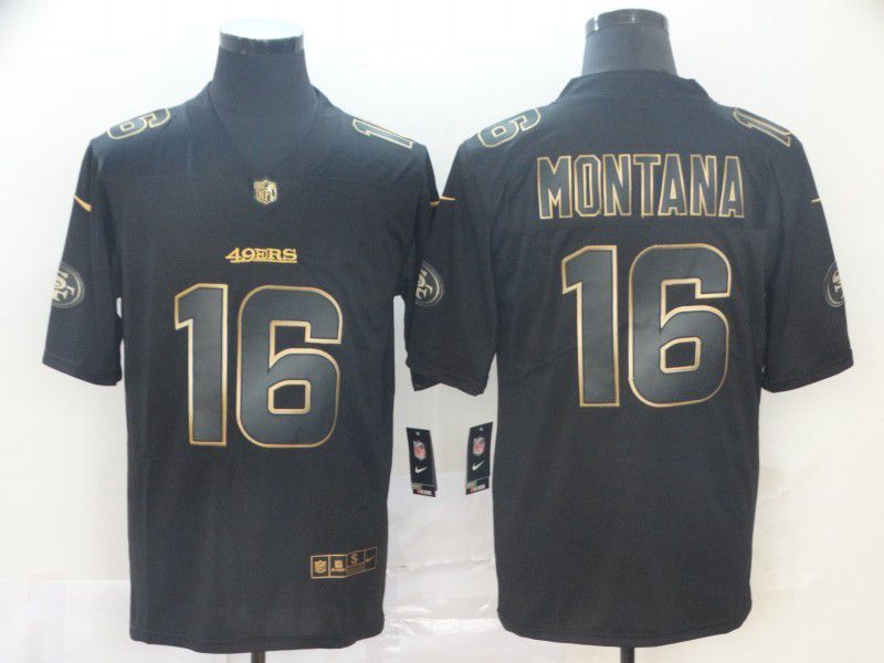 Men San Francisco 49ers #16 Montana Nike Vapor Limited Black Golden NFL Jerseys->san francisco 49ers->NFL Jersey